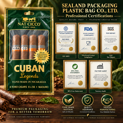 Tear resistant and puncture resistant Cigar Humidor Bags capable of storing 5 cigars offering protection against damage