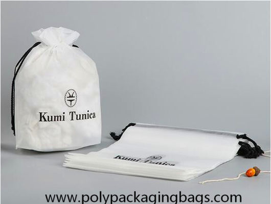 Gravure Printing Frosted CPE Drawstring Storage Bags For Clothing Garment Packaging Bag