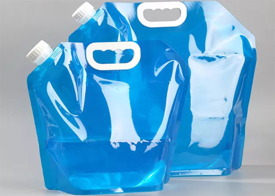ভাঁজযোগ্য 5L 10L প্লাস্টিক বালতি ক্যাম্পিং স্ট্যান্ড আপ ওয়াটার পাউচ বড় ক্ষমতা