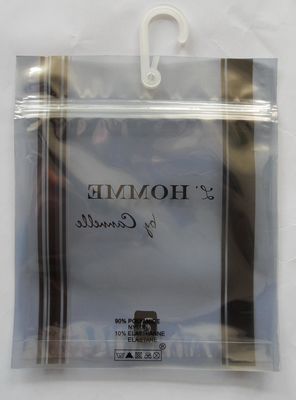 পুরুষদের আন্ডারওয়্যার / গার্মেন্টস জন্য হ্যাঙ্গার / হুক এবং জিপ লক সঙ্গে জল প্রমাণ পলি ব্যাগ