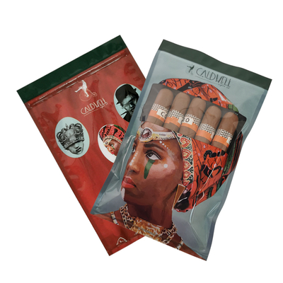কাস্টম রিসিলযোগ্য ফয়েল জিপলক থ্রি সাইড সিল প্রাকৃতিক পাতার সিগার মোড়ানো, ময়েশ্চারাইজিং প্লাস্টিক প্যাকেজিং ব্যাগ স্বচ্ছ জানালা সহ