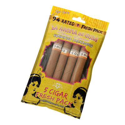 কাস্টম প্রিন্ট জিপলক সিগার প্যাকেজিং ব্যাগ সিগার হিউমিডিফাইড প্লাস্টিকের ব্যাগ হাইড্রেটিং স্তর সহ