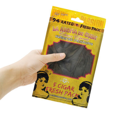 কাস্টম প্রিন্ট জিপলক সিগার প্যাকেজিং ব্যাগ সিগার হিউমিডিফাইড প্লাস্টিকের ব্যাগ হাইড্রেটিং স্তর সহ