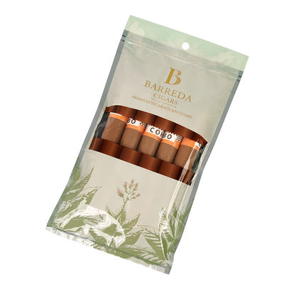 কাস্টম গ্র্যাভুর প্রিন্টিং আর্দ্রতাযুক্ত সিগার ব্যাগ জিপলক আর্দ্রতাযুক্ত সিগার ব্যাগ ৫ টি সিগার সাধারণ প্যাক স্বচ্ছ উইন্ডো সহ প্লাস্টিক প্যাকেজিং