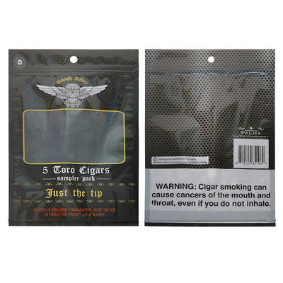 তামাক পাতার সিগার মোড়কের জন্য কাস্টম ডিজাইন করা আর্দ্রতা-প্রমাণ ফ্ল্যাট ব্যাগ, মুদ্রিত হিট সিলযোগ্য অ্যালুমিনিয়াম ফয়েল মylar ৩ পাশের সিল