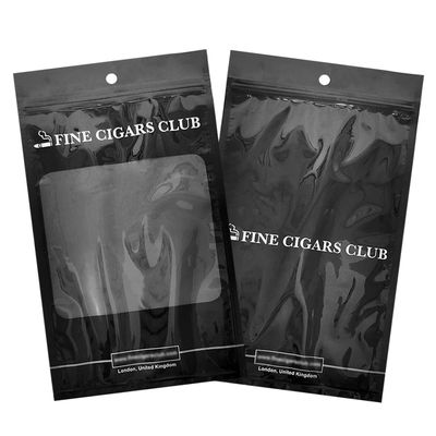 স্ব-উন্নত প্লাস্টিক প্যাকেজিং ব্যাগ - সিগার ব্যাগ / জিপার এবং জানালা সহ আর্দ্রতা সিগার ব্যাগ