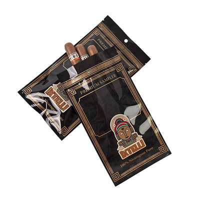 কাস্টম মাইলার তামাক ব্যাগ গন্ধ প্রতিরোধী সিগার পকেট জিপলক পাতার প্যাকেজিং হিউমিডর তাপ সীল প্লাস্টিক ফয়েল পোর্টেবল সিগার হিউমিডর