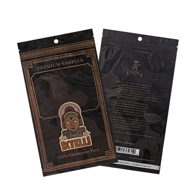 কাস্টম মাইলার তামাক ব্যাগ গন্ধ প্রতিরোধী সিগার পকেট জিপলক পাতার প্যাকেজিং হিউমিডর তাপ সীল প্লাস্টিক ফয়েল পোর্টেবল সিগার হিউমিডর