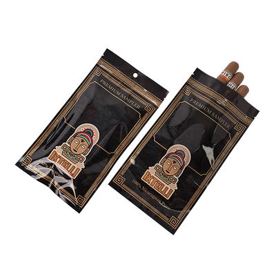 কাস্টম মাইলার তামাক ব্যাগ গন্ধ প্রতিরোধী সিগার পকেট জিপলক পাতার প্যাকেজিং হিউমিডর তাপ সীল প্লাস্টিক ফয়েল পোর্টেবল সিগার হিউমিডর