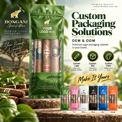 Bag cigar packaging bag custom color moisture barrier and UV protection properties ensuring long term cigar preservation