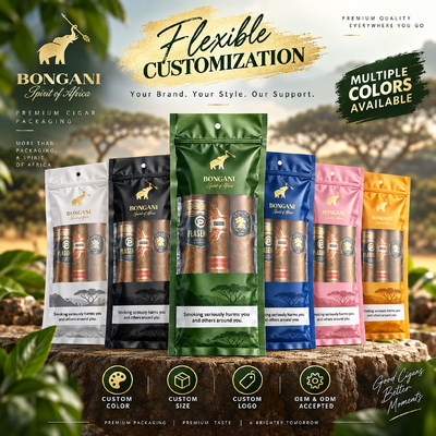 Lightweight And Compact cigar bags custom designed using MOPP PE material structure ensuring protection and easy portability