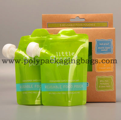 রিসেলযোগ্য 150ml 200ml 100mic স্ট্যান্ড আপ স্পাউট পাউচ সাথে ক্যাপস ফর জুস