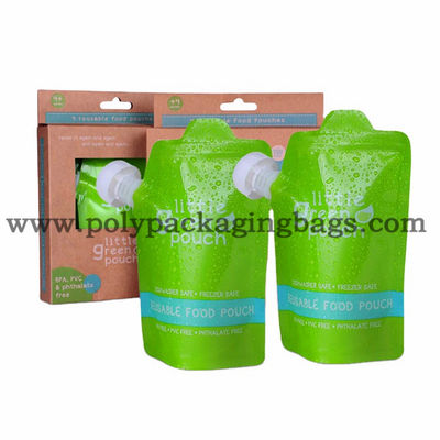 রিসেলযোগ্য 150ml 200ml 100mic স্ট্যান্ড আপ স্পাউট পাউচ সাথে ক্যাপস ফর জুস