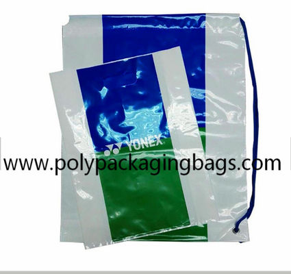 বেধ 0.07 মিমি সাদা PE ড্রস্ট্রিং ওয়ান শোল্ডার ব্যাকপ্যাক ড্রস্ট্রিং প্লাস্টিক ব্যাগ