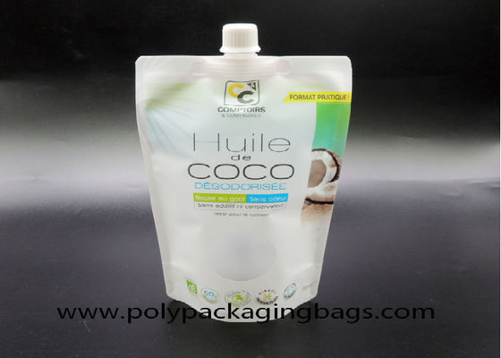 16oz 500ml কোকোনাট মিল্ক প্যাকেজিং সেল্ফ সাকশন নজল ব্যাগ স্পাউট সহ স্ট্যান্ড আপ ব্যাগ
