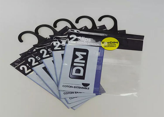 পুনর্ব্যবহৃত পোশাক প্লাস্টিক হ্যাঙ্গার ব্যাগ, হুক সহ OPP PE পলি ব্যাগ