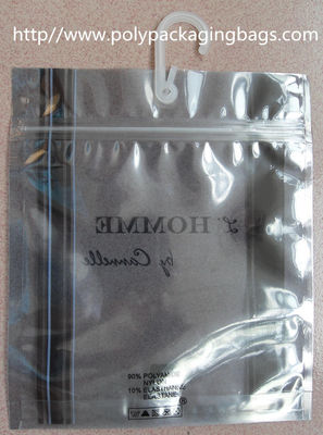 Antistatic আন্ডারওয়্যার প্যাকেজিং হুক সঙ্গে Reseableable জিপ লক প্লাস্টিক ব্যাগ