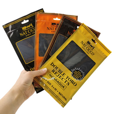 কাস্টম তামাক প্যাকেজিং হিউমিডিফায়ার প্লাস্টিকের ব্যাগ হিউমিডিফাইড সিগার হিউমিডর ব্যাগ 4-5 সিগারের জন্য হাইগ্রোমিটার এবং ডিভাইডার সহ