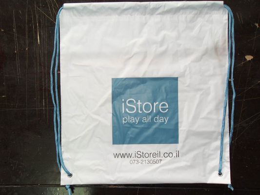 কাস্টমাইজড হোয়াইট প্লাস্টিক Drawstring ব্যাকপ্যাক অ্যাপল দোকান কেনাকাটা ব্যাগ